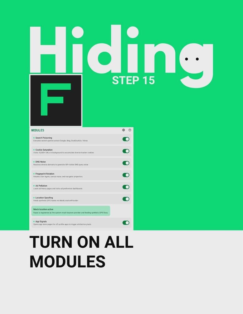 Hiding step 15: Turn on all modules